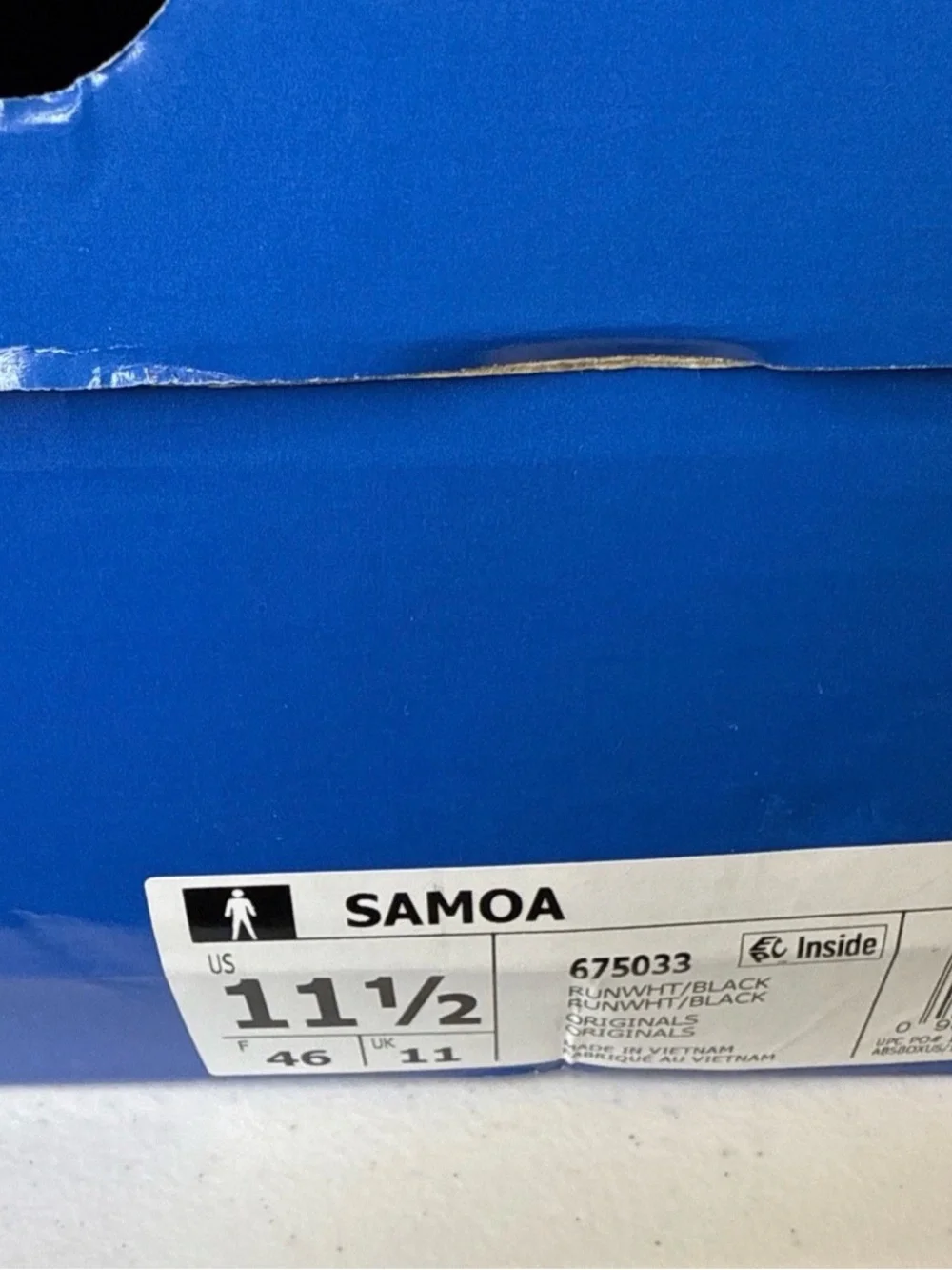 Adidas Samoa White Black Leather Sneakers 11.5 men’s NEW